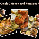 A collage of five quick and easy chicken and potato dishes, including sheet pan roast, garlic butter skillet, rosemary-baked chicken, and slow cooker stew, highlighting vibrant, flavorful meals.