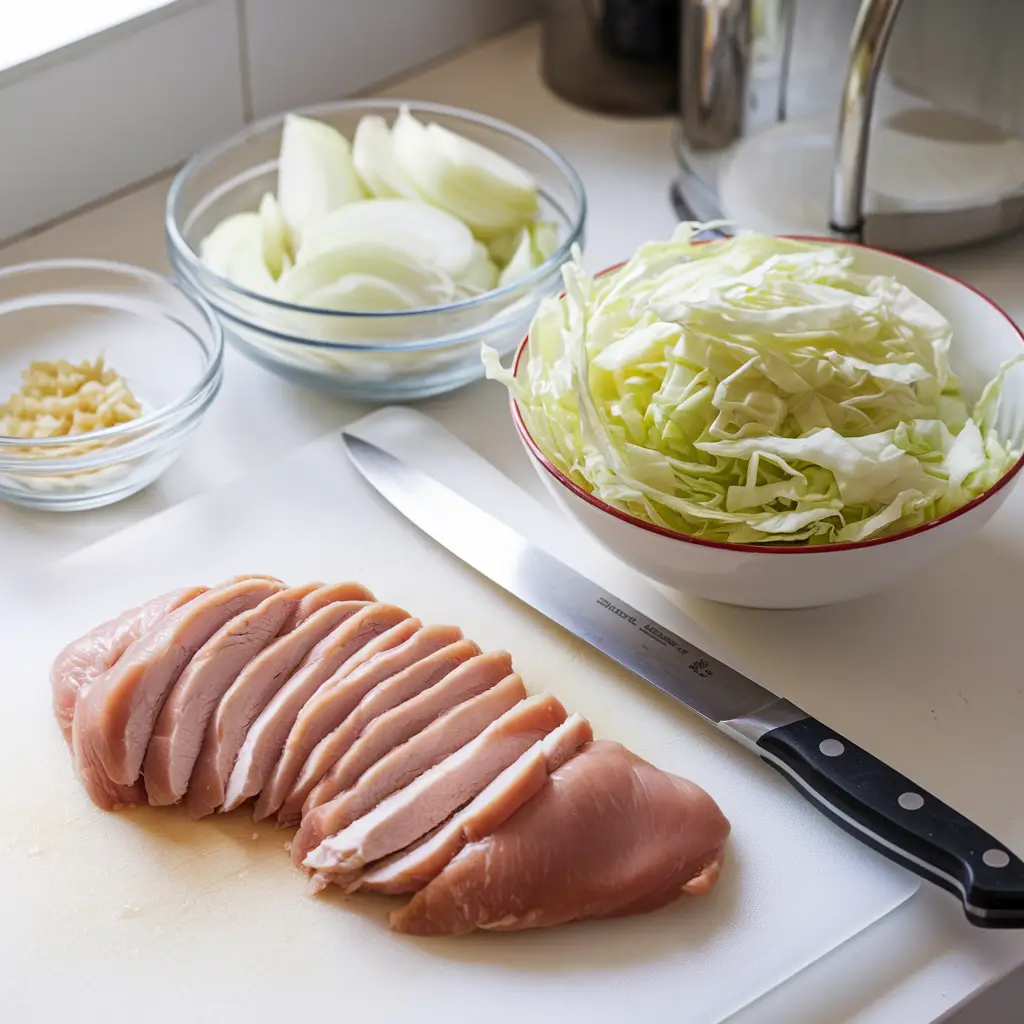 Prepare Ingredients of Chicken Cabbage Recipe