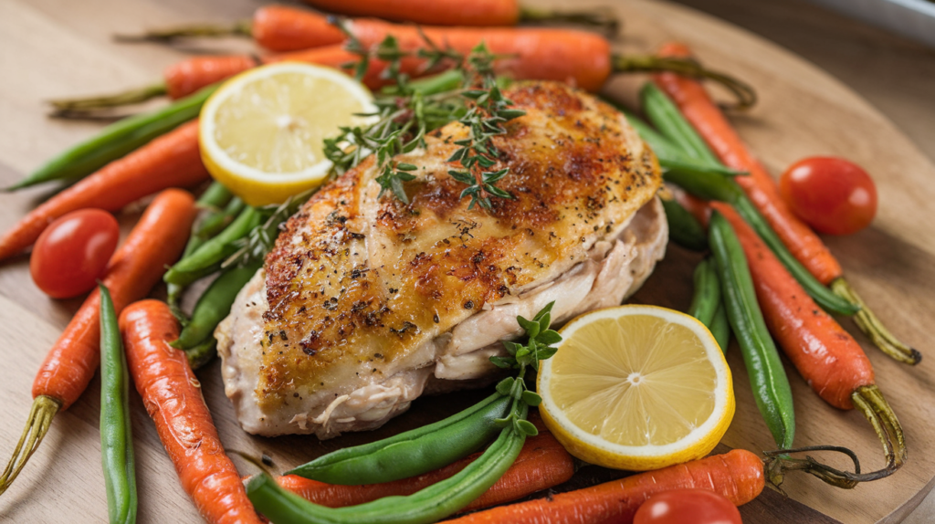 Juicy bone-in chicken breast roasted with herbs and spices