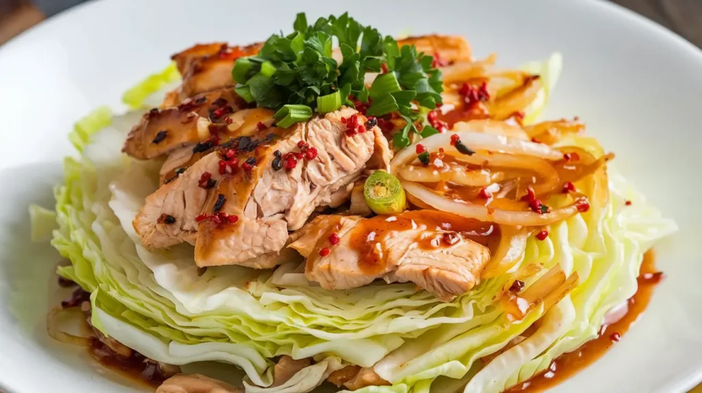 Quick and flavorful chicken cabbage dish served in a skillet, ready in 30 minutes