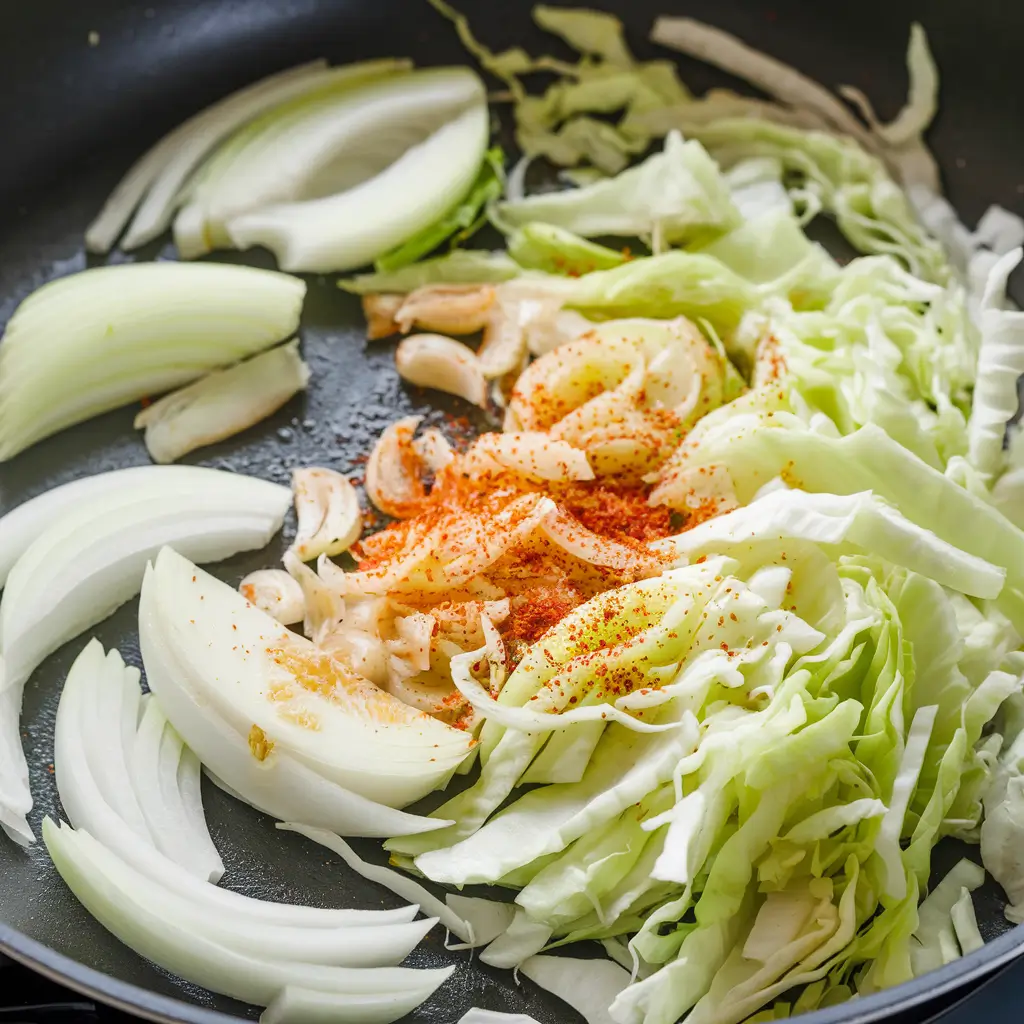 Sauté the Vegetables of Chicken Cabbage Recipe