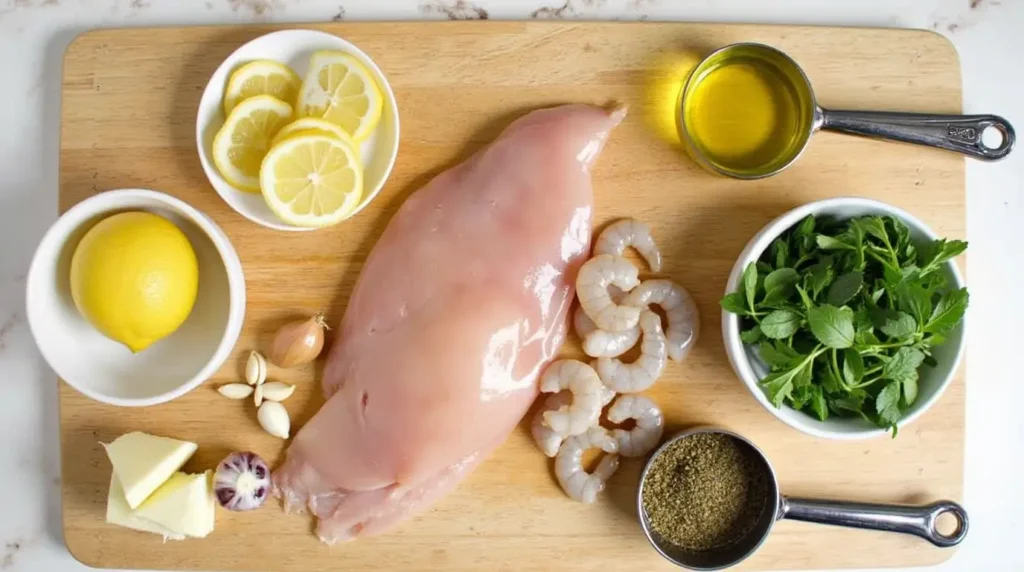 Lemon Herb Chicken and Shrimp Pasta