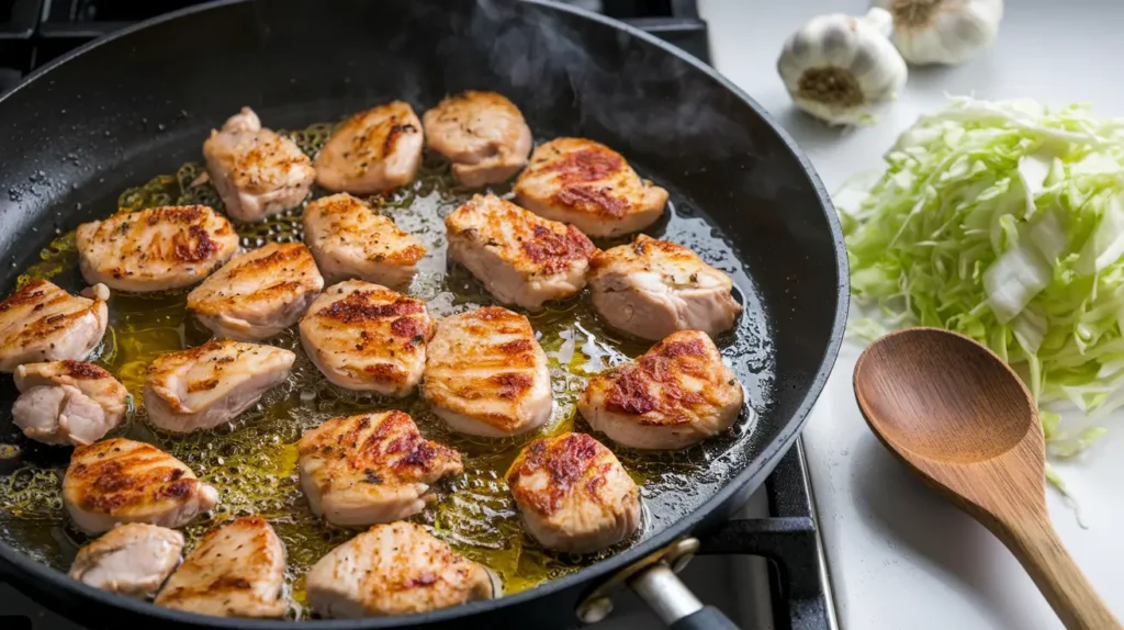 Cooking the Chicken Stir Fry with Cabbage recipe