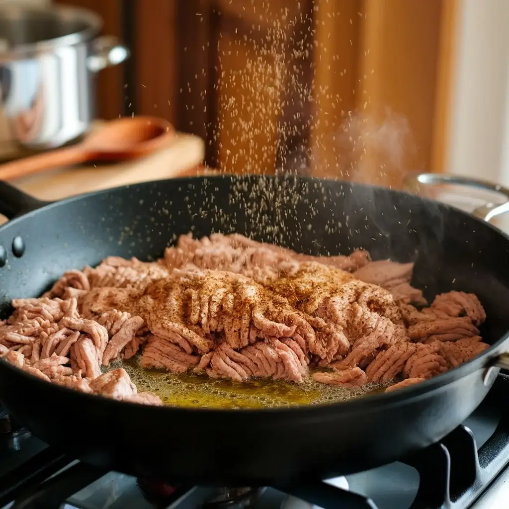 Cook the ground Chicken Skillet 