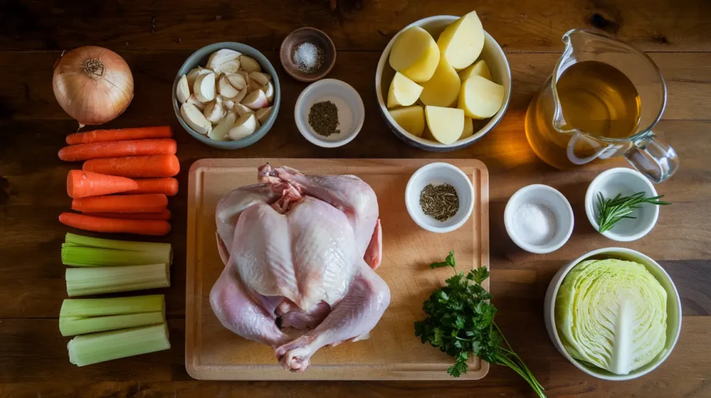 Ingredients of One-Pot German Chicken and Vegetables Recipe.
German Chicken Recipes