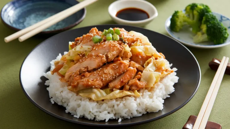 Delicious 10-minute chicken stir fry with fresh cabbage and vegetables