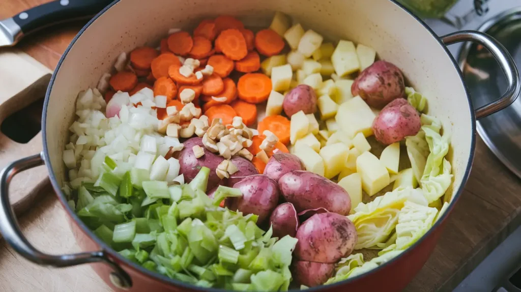 Sauté the Vegetables of the One-Pot German Chicken and Vegetables Recipe